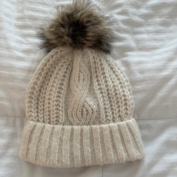 Aerie Cable Pom Beanie in Heather Fawn - Picture 3 of 5